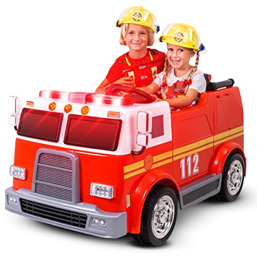 Actionbikes Motors Kinder Elektroauto Feuerwehr LL911 | 2.4 Ghz Fernbedienung - 24 Volt 5 AH Batterie - 2 Motoren 24V 45Watt - Elektro Auto für Kinder ab 3 Jahre (Rot) von Actionbikes Motors