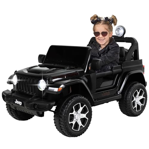 Actionbikes Motors Kinder Elektroauto Jeep Wrangler Rubicon | Fernbedienung mit First Funktion - Kinderauto elektrisch - Elektrofahrzeuge - Elektro Auto für Kinder ab 3 Jahre (1-Sitzer Schwarz) von Actionbikes Motors