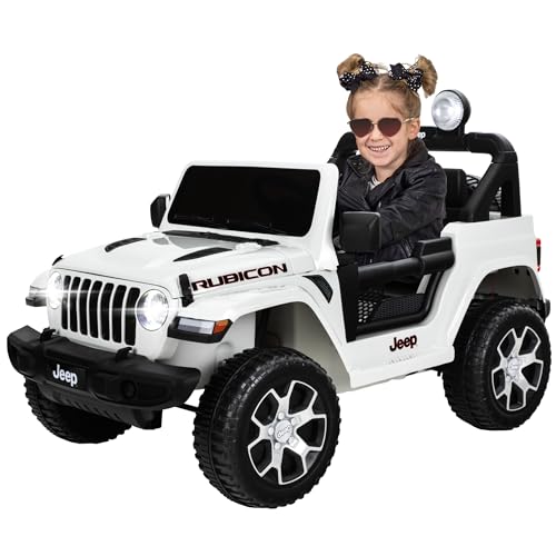 Actionbikes Motors Kinder Elektroauto Jeep Wrangler Rubicon | Fernbedienung mit First Funktion - Kinderauto elektrisch - Elektrofahrzeuge - Elektro Auto für Kinder ab 3 Jahre (1-Sitzer Weiß) von Actionbikes Motors