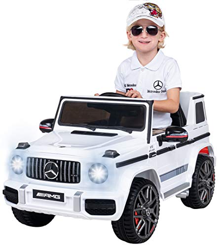 Actionbikes Motors Kinder Elektroauto Mercedes Benz AMG G63 W463 | 2,4 Ghz Fernbedienung - Lizenziert - Ledersitz für 1 Person - Elektro Auto für Kinder ab 3 Jahre (Weiß) von Actionbikes Motors