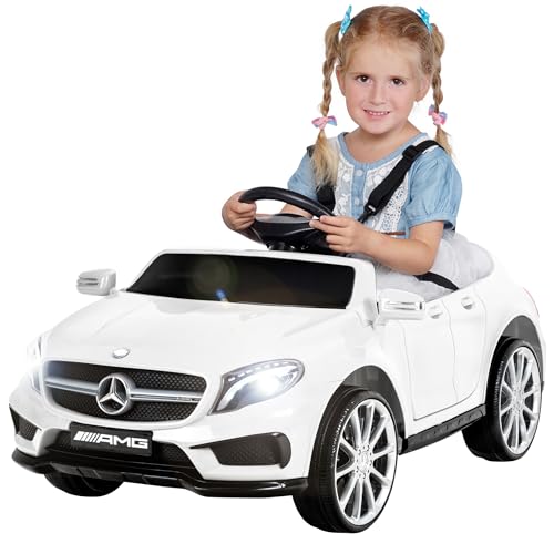 Kinder Elektroauto Mercedes Benz Amg GLA45 - Lizenziert - Rc 2,4 Ghz Fernbedienung - Softstart - SD-Karte - USB - MP3 - Elektro Auto für Kinder ab 3 Jahre (GLA45 Weiß) von Actionbikes Motors