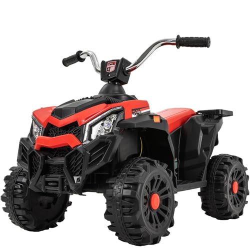 Actionbikes Motors Kinder Elektroauto Quad Bumblequad - 18 Watt Motor - 6 Volt 4.5 Ah Batterie - Bremsautomatik - LED-Scheinwerfer - USB- & AUX-Anschluss - ab 1 Jahr (Rot) von Actionbikes Motors