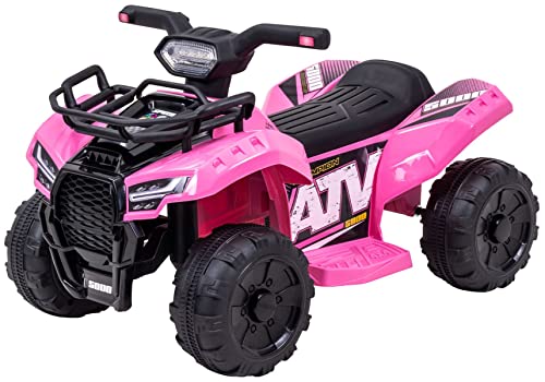 Actionbikes Motors Kinder Elektroauto Quad Jumpy - 18 Watt Motor - 6 Volt 4 Ah Batterie - Bremsautomatik - LED-Scheinwerfer - USB- & AUX-Anschluss - ab 1 Jahr(Pink) von Actionbikes Motors