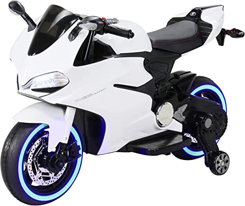Actionbikes Motors Kinder Motorrad 1299SS | Elektroroller - Kinder Elektroauto - Elektrofahrzeuge - Kinderroller - Kinderauto elektrisch - Elektro Roller - Elektro Motorrad - Kindermotorrad (Weiß) von Actionbikes Motors