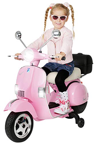 Original Actionbikes Motors Kinder Elektroroller Vespa PX150 | 2 x 18 Watt Motor (Total 36 Watt) - Eva-Vollgummireifen - Lizenziert - Bis zu 6 km/h - Roller (Pink) von Actionbikes Motors