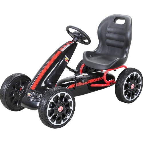 Actionbikes Motors GoKart Abarth FS595 | Kettcar - Go Kart - Tretauto mit Handbremse - Geschlossener Kettenkasten - Sitz für 1 Person - Eva-Vollgummireifen - Kinderfahrzeug - Von 4-10 Jahre (Schwarz) von Actionbikes Motors