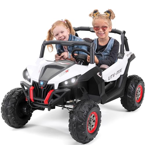 Actionbikes Motors Kinder Elektroauto UTV Buggy MX | 2.4 Ghz Fernbedienung - 2 x 12 Volt 7AH Batterie - 4 Motoren 12V 35Watt - Elektro Auto für Kinder ab 3 Jahre (Schwarz/Weiß) von Actionbikes Motors