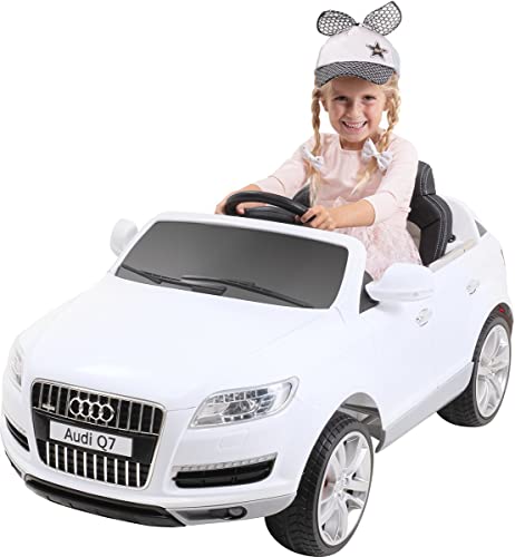 Actionbikes Motors Kinder Elektroauto Audi Q7 4L | 2.4 Ghz Fernbedienung - 12 Volt 10AH Batterie - 2 x 45 Watt Motoren - Elektro Auto für Kinder ab 3 Jahre (Weiß) von Actionbikes Motors