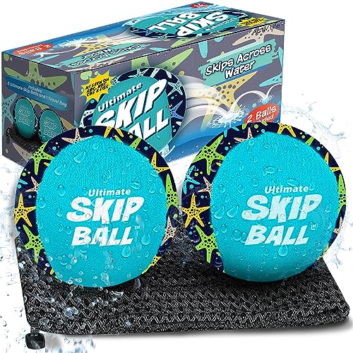 Activ Life Der ultimative Skip Ball – Wasserhüpfball (2er-Pack) Schaffen Sie bleibende Erinnerungen mit Ihren Freunden und Ihrer Familie am Strand, See oder Pool Seesternblau von Activ Life