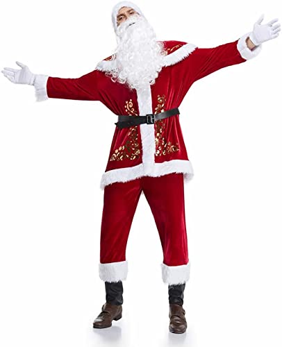 Nikolaus Kostüm Nikolaus Kostüm Weihnachten Anzug Herren Weihnachtsverkleidung Nikolaus Kostüm (7 Stück) A,5XL von Actor