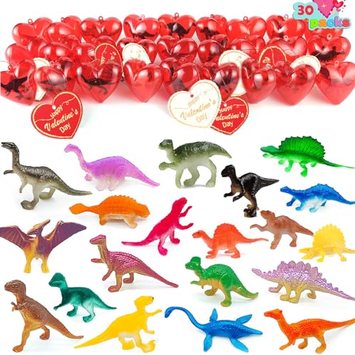Acuiwer 30 SET Dinosaurier Valentinstag mit Vorgefüllten Herz Box Kinder Mini Dinosaurier Spielzeug für Jungen Austausch Geschenk Party Taschen Favour Fillers von Acuiwer