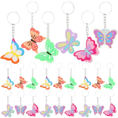 Acuiwer Schlüsselanhänger für Cartoon Mitgebsel Kindergeburtstag Party Geschenke Mitgebsel Gefälligkeiten Schulanfang (Butterfly-24P) von Acuiwer