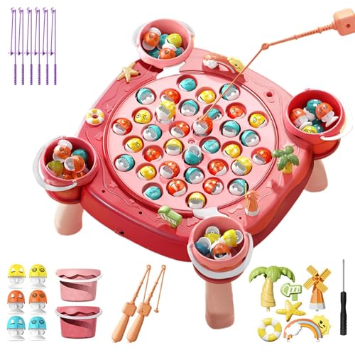 Acunny Angelspiel, Kinder Angelspiel | Rotierender Fischset | Magnetisches Fischereispiel mit Musik Fine Motor Skills Spielzeug für Kinder 3-5 Jahre alt von Acunny