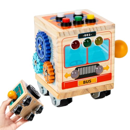 Acunny Hölzernen geschäftiger Würfel, geschäftiger Würfel für Kinder - Bus -sensorische Brett mit LED -Licht | Frühe Bildungsaktivitäten, tragbares Feinmotorikspielzeug für das Lernen von Acunny Hölzernen geschäftiger Würfel, geschäftiger Würfel für Kinder - Bus -sensorische Brett mit LED -Licht | Frühe Bildungsaktivitäten, tragbares Feinmotorikspielzeug für das Lernen von von Acunny