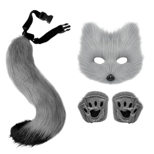 Acunny Katzenohren und Schwanz, Fellschwanz und Ohren Set – Katzen-Cosplay-Kostüm | Realistisches Katzenschwanz- und Pfotenhandschuhe-Set, Handschuhe und Schwänze im Set Acunny Katzenohren und Schwanz, Fellschwanz und Ohren Set – Katzen-Cosplay-Kostüm | Realistisches Katzenschwanz- und Pfotenhandschuhe-Set, Handschuhe und Schwänze im Set von Acunny