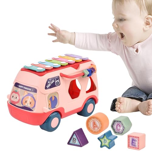 Acunny Musik-Lernbus, Baby-Spielzeugbus – Klavier Knocking Spielzeug mit Musik / Licht | Früherziehung Puzzlemaschine Vorschule Tell Tell Tell für das Alter von von Acunny
