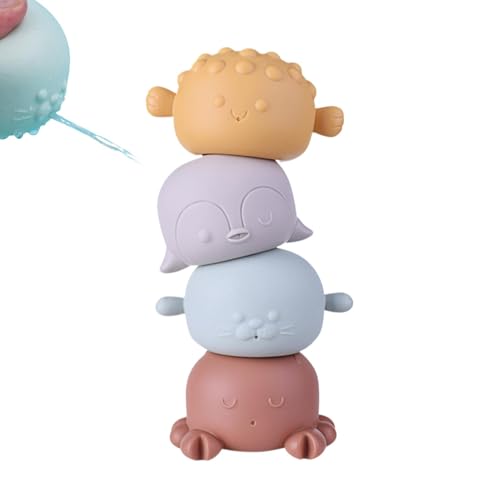 Acunny Quietschendes Badespielzeug, Badespielzeug für Kleinkinder | 4 x schwimmendes Duschspielzeug, quietschend – stapelbares Wasser aus Gummi für Meerestiere zum Sprühen von Spielzeug Acunny Quietschendes Badespielzeug, Badespielzeug für Kleinkinder | 4 x schwimmendes Duschspielzeug, quietschend – stapelbares Wasser aus Gummi für Meerestiere zum Sprühen von Spielzeug von Acunny