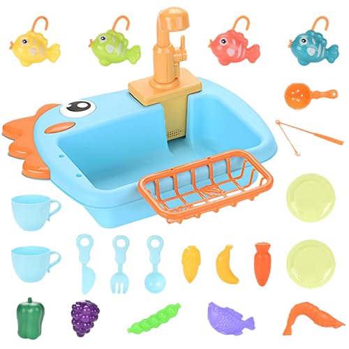 Acunny Spielzeug-Küchenspüle,Spielzeug-Küchenspüle, Kleinkind-Waschbecken-Spielzeug, Dinosaurier, vortäuschen, Küchenspüle, elektrisches Geschirrspüler-Spielzeug, Küchenzubehör Automatisches von Acunny