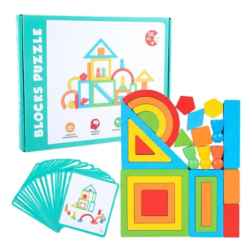 Acunny Stapelbare Regenbogenblöcke, Regenbogen-Bausteine, Denkspiele, Intelligenzspielzeug – stapelbares Konstruktionsspielzeug in geometrischer Form, sensorisches Spielzeug für 3 bis 5 Jahre, von Acunny
