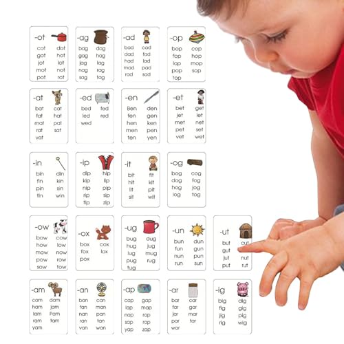Acunny Vokabel-Wörterkarten, Lernkarten für Kindergarten, Vokabulare Tiere, Wörter, 22 Blätter, Lernkarten zur Erziehung der Farbkognition und von Acunny