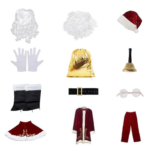 Acunny Weihnachtsmann-Kostüm für Erwachsene, Weihnachtsmann-Kostüm-Set – 12 x Weihnachtsmann-Kostüm-Set – bequemes Weihnachtsmann-Outfit für Erwachsene für Heiligabend Acunny Weihnachtsmann-Kostüm für Erwachsene, Weihnachtsmann-Kostüm-Set – 12 x Weihnachtsmann-Kostüm-Set – bequemes Weihnachtsmann-Outfit für Erwachsene für Heiligabend von Acunny