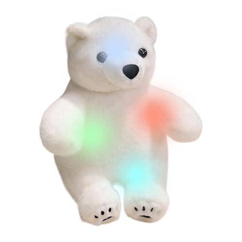 Acunny Weißer Bär Plüschtier Eisbär Plüschtier Plüschtier LED Bunte Plüschtiere Polar Boar Doll Puppenpuppe Hugging Oread Decoration Home, Night Light Cute Decor for Boys Girls von Acunny