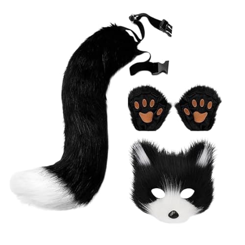 Acunny Wolfs-Cosplay, Wolfsschwanz und -ohren | Katzen-Cosplay-Kostüm – realistisches Katzenschwanz- und Pfotenhandschuhe-Set, Fell-Katzenschwanz-Handschuhe und -schwänze für Kostüme Acunny Wolfs-Cosplay, Wolfsschwanz und -ohren | Katzen-Cosplay-Kostüm – realistisches Katzenschwanz- und Pfotenhandschuhe-Set, Fell-Katzenschwanz-Handschuhe und -schwänze für Kostüme von Acunny