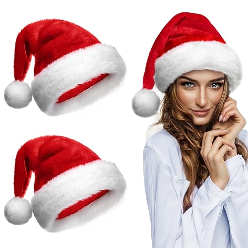 Acxilexy 2 Stück Weihnachtsmützen für Erwachsene, Unisex Bequemer Samt Weihnachtsmützen mit Bommel, Plüsche Nikolausmütze, Rote Santa Mütze für Weihnachts und Neujahrskostüm Partydekoration Acxilexy 2 Stück Weihnachtsmützen für Erwachsene, Unisex Bequemer Samt Weihnachtsmützen mit Bommel, Plüsche Nikolausmütze, Rote Santa Mütze für Weihnachts und Neujahrskostüm Partydekoration von Acxilexy
