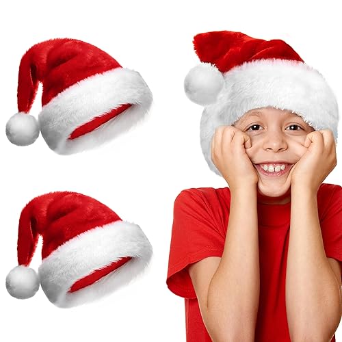 Acxilexy 2 Stück Weihnachtsmützen für Kinder, Unisex Bequemer Samt Weihnachtsmützen mit Bommel, Plüsche Nikolausmütze, Rote Santa Mütze für Weihnachts und Neujahrskostüm Partydekoration Acxilexy 2 Stück Weihnachtsmützen für Kinder, Unisex Bequemer Samt Weihnachtsmützen mit Bommel, Plüsche Nikolausmütze, Rote Santa Mütze für Weihnachts und Neujahrskostüm Partydekoration von Acxilexy