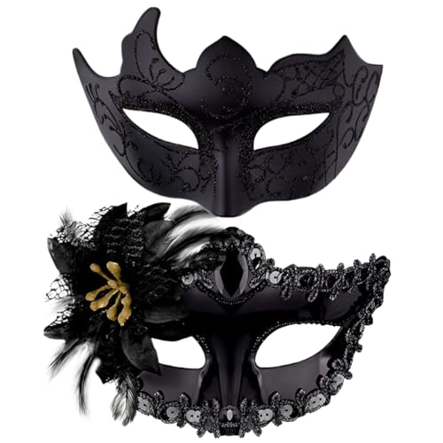 AdKot Venezianischen Masquerade Maske Paar Maskerade Masken Damen Herren Venezianischen Maske für Halloween Karneval Party Kostüm 2 Stück von AdKot