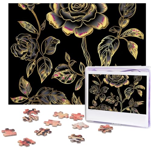 Schwarze und goldene Blumen-Puzzles, 500 Teile, personalisierte Puzzles für Erwachsene, Fotopuzzle, Holzpuzzle, Geschenk, Heimkunst, Wandbehang, Dekor für Geburtstag, Hochzeit, Valentinstag, Jahrestag Schwarze und goldene Blumen-Puzzles, 500 Teile, personalisierte Puzzles für Erwachsene, Fotopuzzle, Holzpuzzle, Geschenk, Heimkunst, Wandbehang, Dekor für Geburtstag, Hochzeit, Valentinstag, Jahrestag von AdaNti