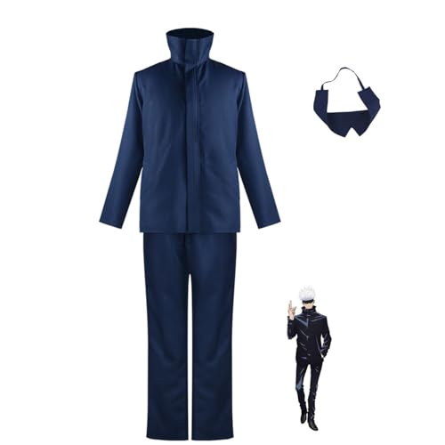 Adaira Satoru Gojo Cosplay Kostüm Männer Uniform Top Hosen Halloween Outfits Anzug,XL-Blue von Adaira