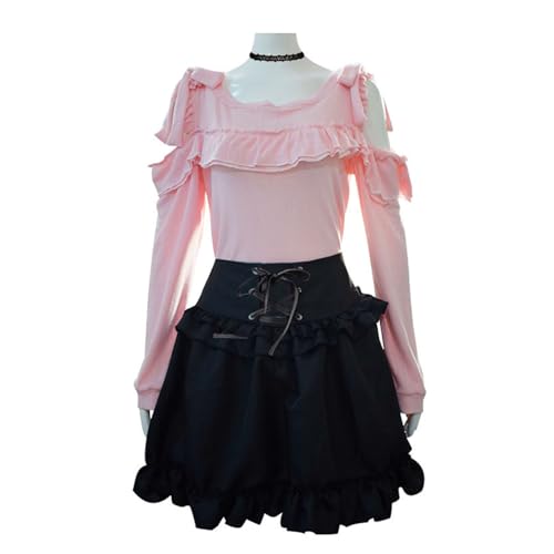 Adaira Shinonome Ena Cosplay Kostüm Frau Uniform Top Röcke Halloween Party Kleid Set,3XL-Pink von Adaira