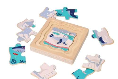 AdamToys - Steckpuzzle Holz ab 1 Jahr - Holzpuzzle für Kinder - Schichtenpuzzle mit Motiv Arktische Tiere - Lernspielzeug für Mädchen, Jungen - Förderung der Fantasie und Geschicklichkeit AdamToys - Steckpuzzle Holz ab 1 Jahr - Holzpuzzle für Kinder - Schichtenpuzzle mit Motiv Arktische Tiere - Lernspielzeug für Mädchen, Jungen - Förderung der Fantasie und Geschicklichkeit von AdamToys