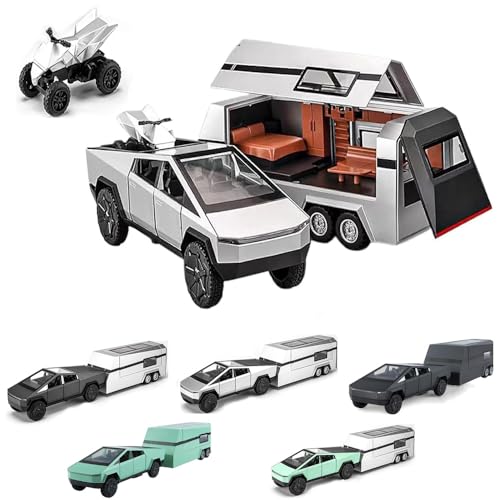 1/32 Druckguss Pickup Anhänger Modell Spielzeug LKW Geländewagen Legierung Auto Modell Druckguss Metall Spielzeug LKW Modell Simulation Sound Licht Geschenke für Erwachsene und Kinder (#1) von Addcean