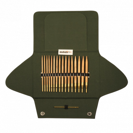 Addi Click Nature Olivenholz Auswechselbares Rundnadel-Set 60-100cm 3.5-8mm - 8 Größen von Addi