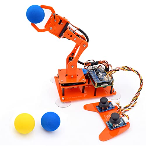 Adeept 5-DOF Roboterarm-Set für Raspberry Pi 4 B 3 B+ B A+, programmierbar, DIY-Codierung, STEM, pädagogischer 5-Achsen-Roboterarm mit Python-Code und Tutorials (PDF) (Orange) von Adeept