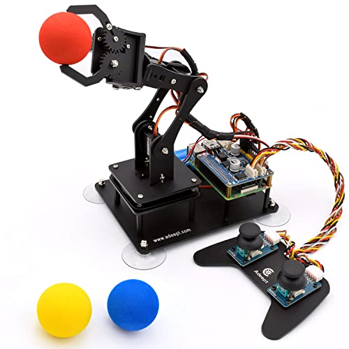 Adeept 5-DOF Roboterarm-Set für Raspberry Pi 4 B 3 B+ B A+, programmierbarer DIY-Codierungs-STM, pädagogischer 5-Achsen-Roboterarm mit Python-Code und Tutorials (PDF) (schwarz) von Adeept