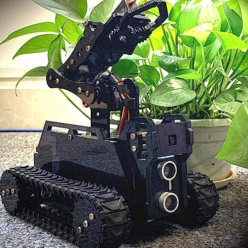 Adeept RaspTank WiFi Wireless Smart Robot Car Kit für Raspberry Pi 4/3 Modell B+/B, Panzerroboter mit 4-DOF-Roboterarm, OpenCV-Zielverfolgung, Videoübertragung, Raspberry Pi-Roboter mit PDF von Adeept