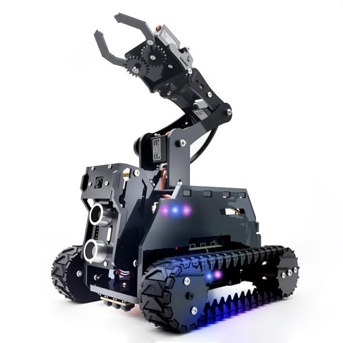 Adeept RaspTank Smart Robot Car Kit for Raspberry Pi 5/4/3B/3B+(Board Not Included),Tank Tracked Robot with 4-DOF Robotic Arm,Obstacle Avoidance,Line Tracking,USB-C Charging,with Digital Tutorials von Adeept