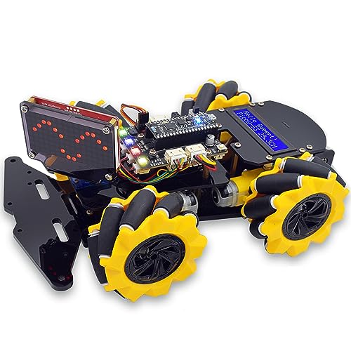 Adeept Roboter-Bauset, 4WD omnidirektionale Mecanum-Räder, Auto für ESP32-S3 Banana Pi PicoW-S3 STEM Fernbedienung & APP gesteuertes Set Roboter mit Python-Code PDF Roboter für Kinder Jungen Mädchen von Adeept