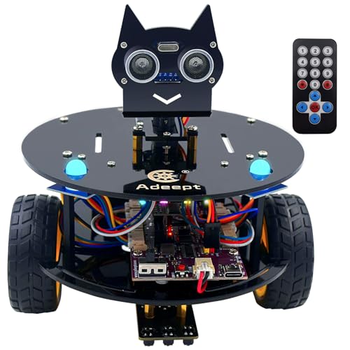 Adeept Smart Car Kit(Compatible with Arduino IDE), Line Tracking, Obstacle Avoidance, OLED Display, Ultrasonic Sensor, Wireless Remote Control, DIY STEM Educational Robot Car Kit (Black) von Adeept
