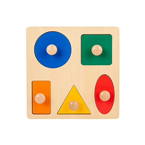 Adena Montessori Holzpuzzle für Babys 6–12 Monate – Lernspielzeug mit 5 großen Griffknöpfen – Formsortierer für Kleinkinder ab 1–3 Jahre –Farb- & Formerkennung, Motorikspielzeug(5 Geometrische Formen) Adena Montessori Holzpuzzle für Babys 6–12 Monate – Lernspielzeug mit 5 großen Griffknöpfen – Formsortierer für Kleinkinder ab 1–3 Jahre –Farb- & Formerkennung, Motorikspielzeug(5 Geometrische Formen) von Adena Montessori