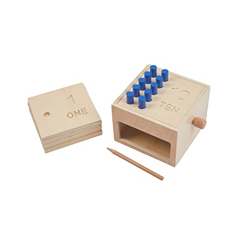 Adena montessori spielzeug ab 3 jahre-Wooden Counting Peg Game - Learn to Count 1-10 with Numerals, Peg Drop Box - Educational Toddler Toy for Early Math Skills Development (Small Counting Pegs Board) von Adena Montessori