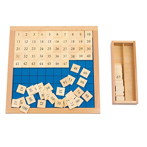 Adena Montessori Zahlenbrett 1–100 aus Holz – Mathe Lernspielzeug für Kinder ab 3 Jahren – Rechenbrett mit 100 Zahlenplättchen & Aufbewahrungsbox – Montessori Mathematik Material von Adena Montessori