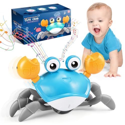 Adeokay Kinderspielzeug ab 1 2 3 Jahr, Krabbe Baby Spielzeug ab 6 7 8 9 10 Monate Tummy Time Toys Crawling Crab Geschenk Kind 1-3 Jahre Junge Mädchen Crawl Musikalische Spielzeuge für Babies von Adeokay