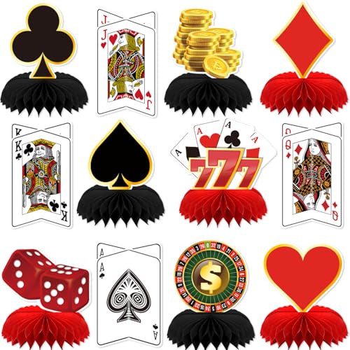 Adeyoo 12 x Casino-Themenparty-Dekorationen, Casino-Mittelstücke für Tische, 3D-Waben-Aufsätze, Poker-Party-Dekorationen für Geburtstag, Spielabend, Casino, Poker, Partyzubehör Adeyoo 12 x Casino-Themenparty-Dekorationen, Casino-Mittelstücke für Tische, 3D-Waben-Aufsätze, Poker-Party-Dekorationen für Geburtstag, Spielabend, Casino, Poker, Partyzubehör von Adeyoo
