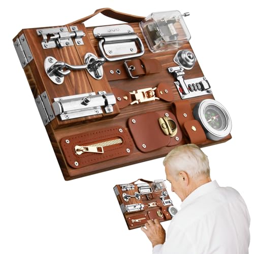 Fidget Busy Board,Demenz Aktivitäten für Erwachsene Senioren Ältere,Montessori Sensory Busy Board für Kleinkinder.Demenz Spielzeug Produkte,Activity Board für Feinmotorik.Alzheimers Demenz Geschenke von Adfuenom