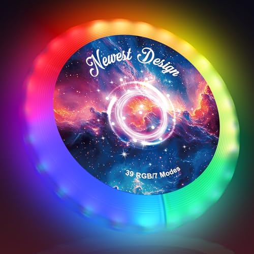 Adicop Fliegender Ring,LED Disc–39 RGB LEDs, 7 Modi, Wasserdicht, Frisbee mit 500 mAh Wiederaufladbarem Akku, ideal für Outdoor, Rasen, Campingspiele, Geburtstags von Adicop