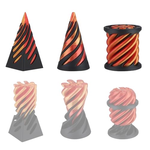 3D gedruckt Spiral Ball Fidget Toy, Impossible Cone (3PCS), 3D-Gedruckt Unmöglicher Kegel Unmögliche Pyramiden, Pyramid Spirale Spielzeug Passthrough Sculpture, Stress Relief Spielzeug für Erwachsene von Admygo